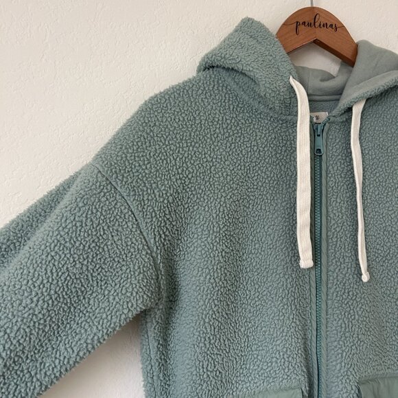 Madewell Jacket Womens XS Frosted Willow Green Resourced Fleece Hooded Full Zip - Picture 5 of 9